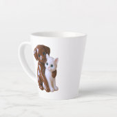 Whimsical Dog Cat Illustration Latte Mok (Linkerhoek)