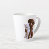 Whimsical Dog Cat Illustration Latte Mok (Rechterhoek)