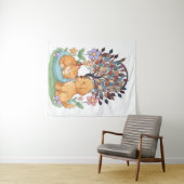 Whimsical Dog & Cat Tapestry – Colorful Nature Wal Wandkleed (In Situ (horizontaal))