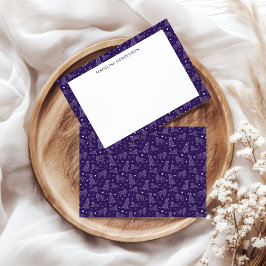 Whimsical Dog Constellations Dark Paarse Monogram Notitiekaartje