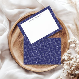 Whimsical Dog Constellations Donkerblauw Monogram Notitiekaartje