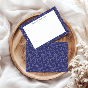 Whimsical Dog Constellations Donkerblauw Monogram Notitiekaartje