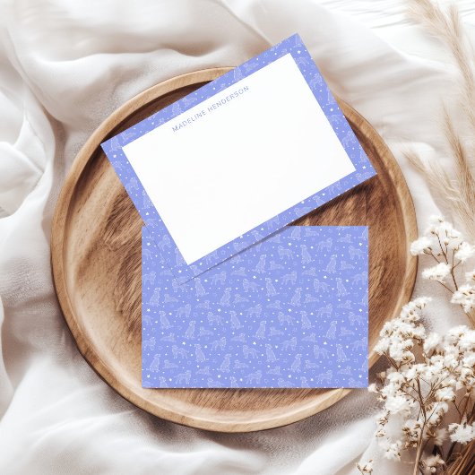 Whimsical Dog Constellations Lichtblauw Monogram Notitiekaartje