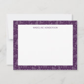Whimsical Dog Constellations Plum Paarse Monogram Notitiekaartje (Voorkant)