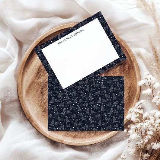 Whimsical Dog Constellations Zwart Monogram Notitiekaartje