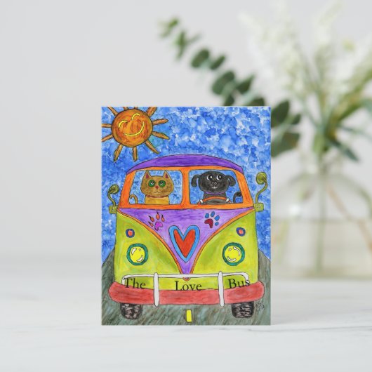 Whimsical Dog en Cat Wenskaart Kaart (Staand voorkant)