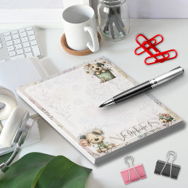 Whimsical Dog Flower Bucket – Pastel Garden Design Notitieblok