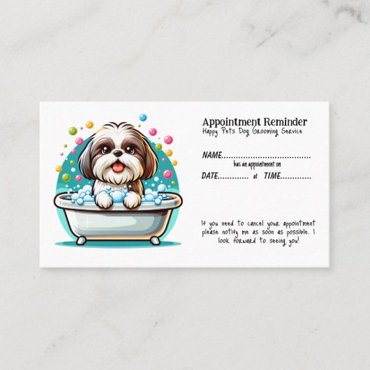 Whimsical Dog Grooming Afspraak Herinnering Kaart Visitekaartje (Voorkant)