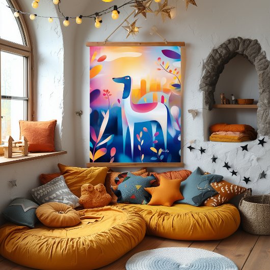 Whimsical Dog in de Natuur Hangend Wandkleed