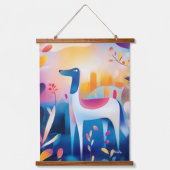 Whimsical Dog in de Natuur Hangend Wandkleed (Voorkant)