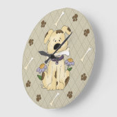 Whimsical Dog met Bone Wall Clock Grote Klok (Hoek)