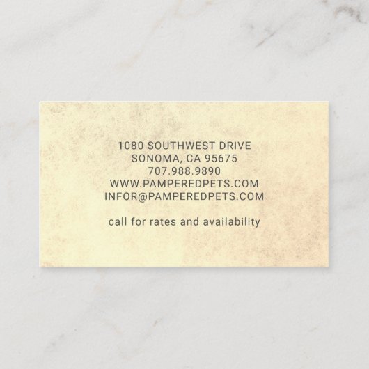 Whimsical Dog Pet Boarding Daycare Kennel Visitekaartje (Achterkant)