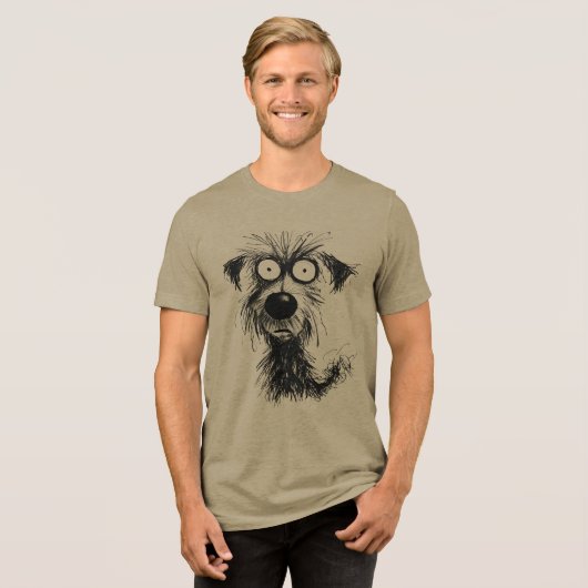Whimsical Dog Sketch Tri-Blend T-shirt (Voorkant volledig)
