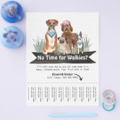 Whimsical Dog Walker Flyer met Waterverf honden (Enkel)