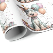 Whimsical Dog Watercolor Birthday Invitation Cadeaupapier (Rol Hoek)