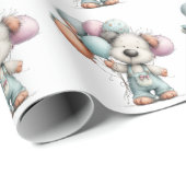 Whimsical Dog Watercolor Birthday Invitation Cadeaupapier (Rol Hoek)