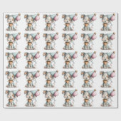 Whimsical Dog Watercolor Birthday Invitation Cadeaupapier (Vlak)