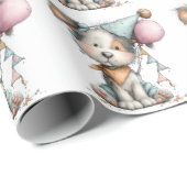 Whimsical Dog Watercolor Birthday Invitation Cadeaupapier (Rol Hoek)