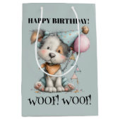 Whimsical Dog Watercolor Birthday Medium Cadeauzakje (Voorkant)