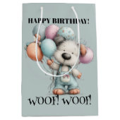 Whimsical Dog Watercolor Birthday Medium Cadeauzakje (Voorkant)