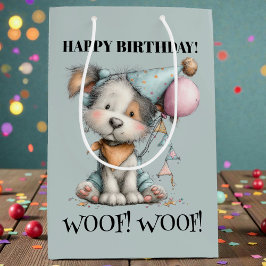 Whimsical Dog Watercolor Birthday Medium Cadeauzakje