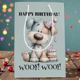 Whimsical Dog Watercolor Birthday Medium Cadeauzakje