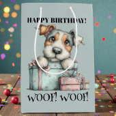 Whimsical Dog Watercolor Birthday Medium Cadeauzakje