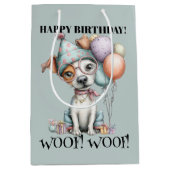 Whimsical Dog Watercolor Birthday Medium Cadeauzakje (Voorkant)