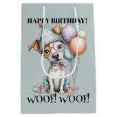 Whimsical Dog Watercolor Birthday Medium Cadeauzakje (Achterkant)