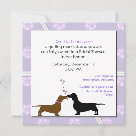 Whimsical Dogs Bridal Shower Invitation Kaart (Voorkant)