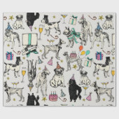 Whimsical Dogs verjaardagsfeestje vieren Cadeaupapier (Vlak)
