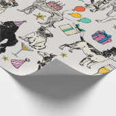 Whimsical Dogs verjaardagsfeestje vieren Cadeaupapier (Hoek)