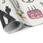 Whimsical Dogs verjaardagsfeestje vieren Cadeaupapier (Rol Hoek)