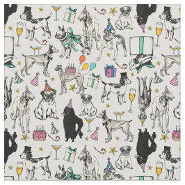 Whimsical Dogs verjaardagsfeestje vieren Stof