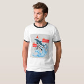 Whimsical Dolfijn op de fiets Merry Christmas T-sh T-shirt (Voorkant volledig)