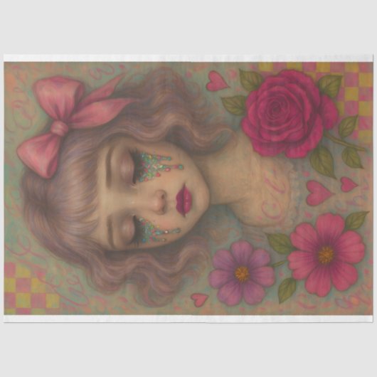 Whimsical Doll Decoupage Papier – Glitter Tear Gir (Voorkant)