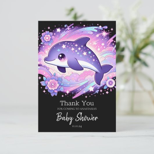 Whimsical Dolphin Baby Bedankkaart (Staand voorkant)