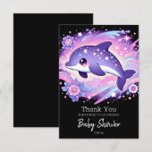 Whimsical Dolphin Baby Bedankkaart (Voorkant / Achterkant)