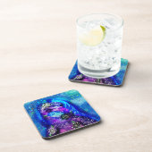 Whimsical Dolphin Blue Blauwgroen Kust Nautisch Bier Onderzetter (Rechterzijde)