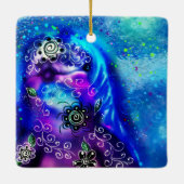 Whimsical Dolphin Blue Blauwgroen Kust Nautisch Keramisch Ornament (Achterkant)