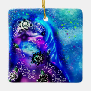 Whimsical Dolphin Blue Blauwgroen Kust Nautisch Keramisch Ornament