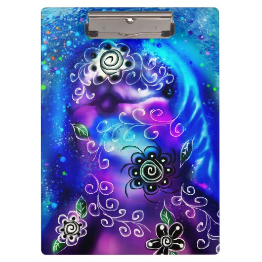 Whimsical Dolphin Blue Blauwgroen Kust Nautisch Klembord (Voorkant)