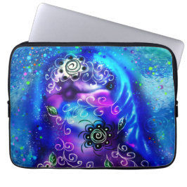 Whimsical Dolphin Blue Blauwgroen Kust Nautisch Laptop Sleeve