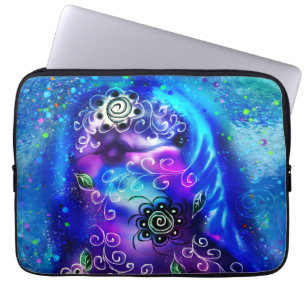 Whimsical Dolphin Blue Blauwgroen Kust Nautisch Laptop Sleeve