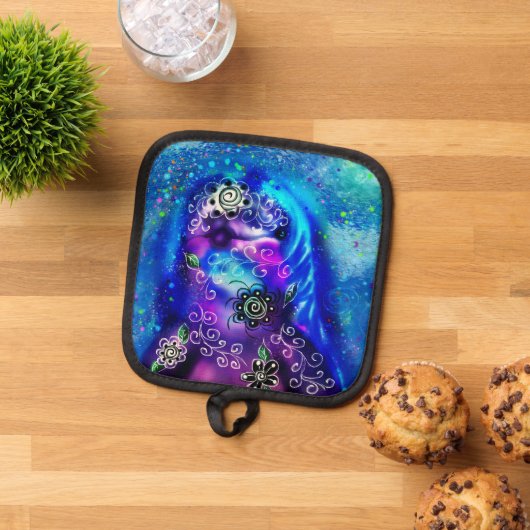 Whimsical Dolphin Blue Blauwgroen Kust Nautisch Pannenlap (Top down)