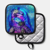 Whimsical Dolphin Blue Blauwgroen Kust Nautisch Pannenlap (Voorkant / Achterkant)