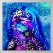 Whimsical Dolphin Blue Blauwgroen Kust Nautisch Poster (Voorkant)