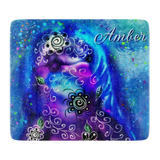 Whimsical Dolphin Blue Blauwgroen Kust Nautisch Snijplank (Voorkant)