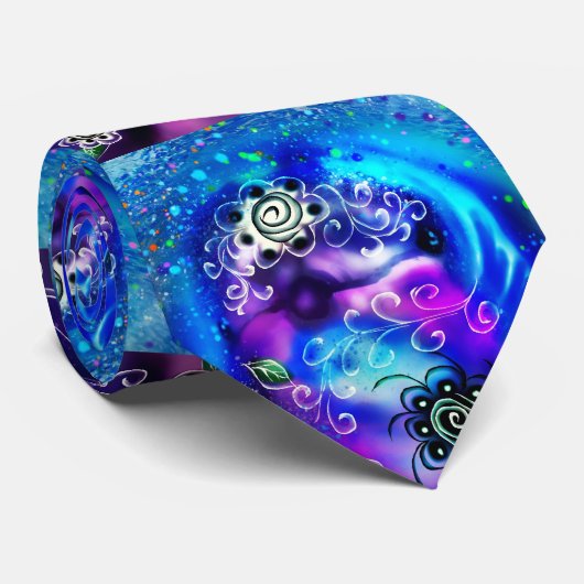 Whimsical Dolphin Blue Blauwgroen Kust Nautisch Stropdas (Opgerold)