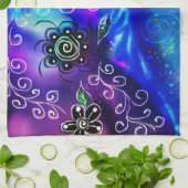 Whimsical Dolphin Blue Blauwgroen Kust Nautisch Theedoek (Gevouwen)